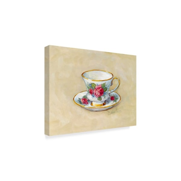 Barbara Mock 'Rose Teacup, Beige' Canvas Art,24x32